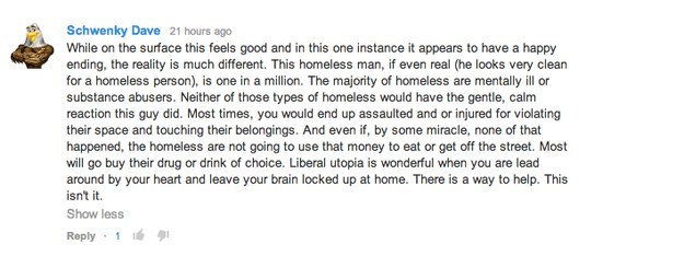 twitter comment regarding homeless